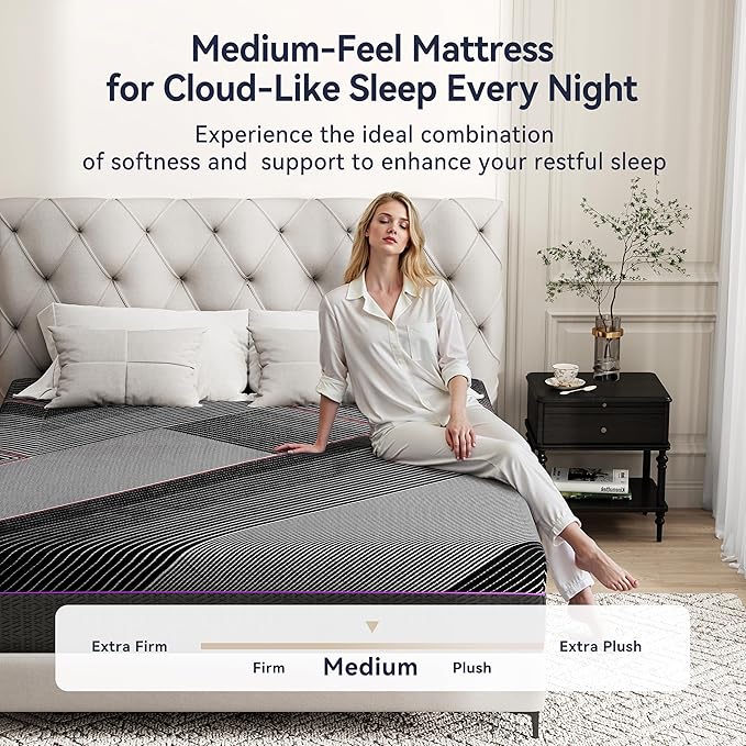 BedsPick Full Size Mattress, 12 Inch Memory Foam Mattress for Pressure Relief, Medium Feel, Cooling Gel Memory Foam with Washable Cover, CertiPUR-US