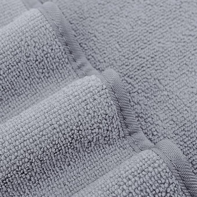 POLYTE Oversize, 60 x 30 in., Quick Dry Lint Free Microfiber Bath Towel Set, 6 Piece (Gray)