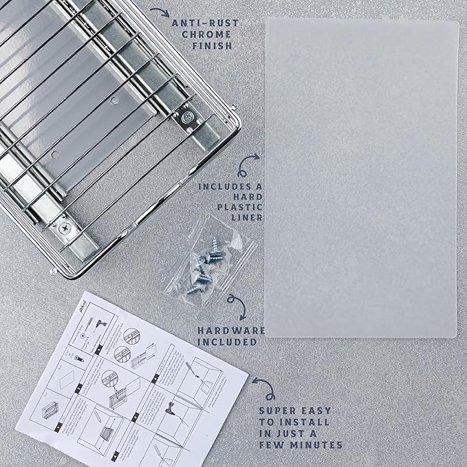 Pull Out Cabinet Organizer for Spices, Cans - Heavy Duty with Lifetime Limited Warranty- Pull Out Spice Rack- Cabinet Pull Out Shelf for Cans,Dishes, Etc, 6-1/2 "W x 10-1/2"D x 2-3/4”H, Chrome