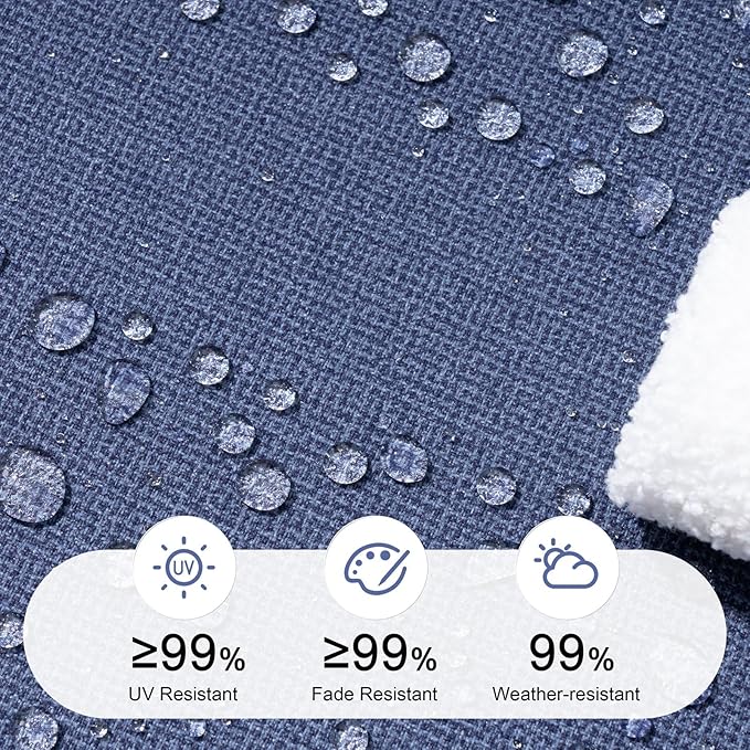 Crestlive Products Chaise Lounge Cushions Outdoor Set of 2, Lounge Chair Cushions for Patio Furniture, Waterproof Lounger Cushions for Pool, Deck, Lawn, 80''L x 23''W x 3''T, Sky Blue