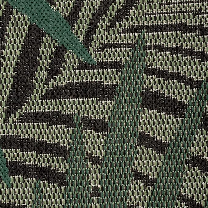 Indoor & Outdoor Rug Flat-Weave Jungle Floral Palm Trees Design Black Green, Size: 3'11" x 5'7"