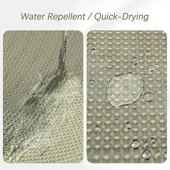 Khaki Shower Curtain Waffle Weave 60 Inches Heavy Fabric Duty Shower Curtains for Stall, Water Repellent 256GSM Weighted Modern Bathroom Shower Curtains with 10 Metal Hooks, 60Wx72H