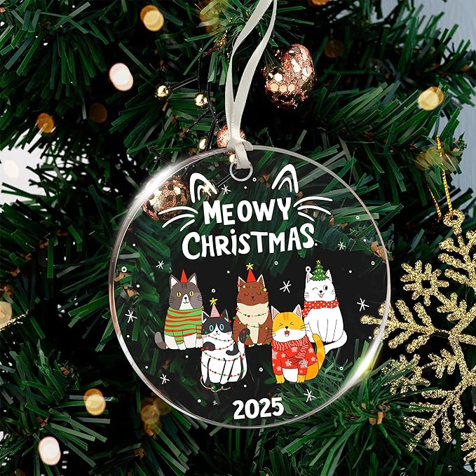 Cat Ornament - Christmas Tree Decorations for Cat Lovers, 2025 Kitty Christmas Ornaments, Unique cat Ornaments for a Festive Celebration, Ideal for Adding Feline Fun to Your Holiday Decor