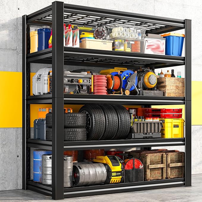 REIBII Garage Shelving 3000LBS, Heavy Duty Storage Shelves, Adjustable Industrial Metal Shelving Unit for Garage, Basement, Pantry, Warehouse,Commercial, 36" W x 16" D x 72" H