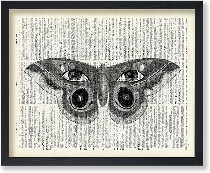 Poster Master Dictionary Art Poster - Butterfly Print - Eyes on Wings Art - Insect Art - Gift for Men, Women & Animal Lover - Gothic Decor for Living Room, Bedroom or Dorm, 18x24 Unframed Wall Art