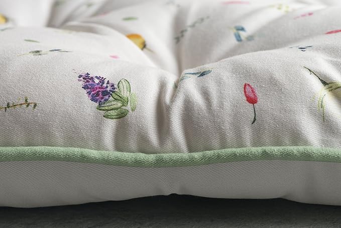 Maison d' Hermine Chair Pads for Dining Chairs Cotton Outer Fabric and Poly Filling 16"x16" Patio Seat Cushions for Furniture with Ties Home Chair Farmhouse (Botanical Fresh - Placed, Pack of 2)