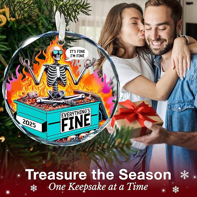Dumpster Fire Ornament for Christmas Tree - Ideal Dumpster Fire Gifts for Him and Her - Unique Decorative Ornaments for The Holiday Season - A Sentimental Reminder of 2025 - Funny Christmas Ornaments