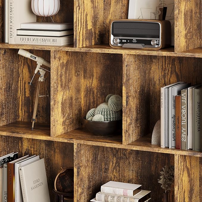 Book Shelf with 10-Cube, 43” Wide Bookshelf with Anti-Tip Device, 38” Tall Open Bookcase, Modern Display Organizer Book Case for Home Office, Entryway, Living Room, Bedroom, Study Room