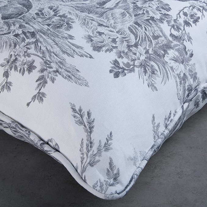 Maison d' Hermine Decorative Pillow Covers 18 x 18 Inch Square 100% Cotton Throw Pillow Covers with Invisible Zipper for Couch, Chair, Sofas, Bedroom, Home (The Miller - Paloma Grey (White))