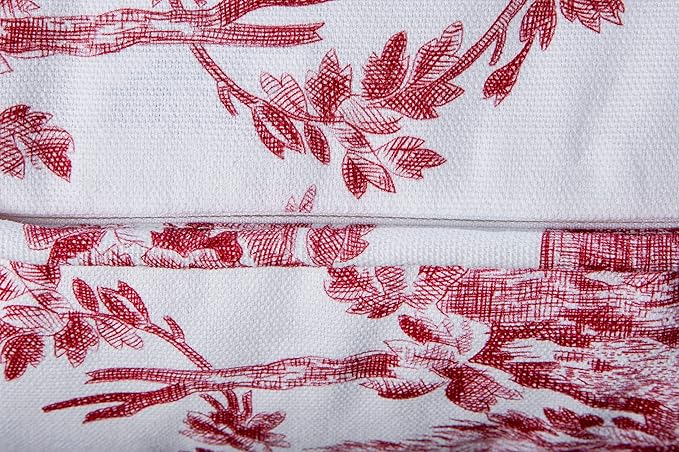 Maison d' Hermine Decorative Pillow Covers 20x20 Inch Square 100% Cotton Throw Pillow Covers with Invisible Zipper for Living Room Couch, Chair, Sofas, Bedroom, Home (The Miller - Red (White))