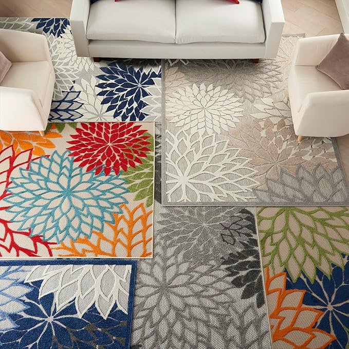 Nourison Home Aloha 7' x 10' Fabric Indoor/Outdoor Rug in Green/Multi-Color