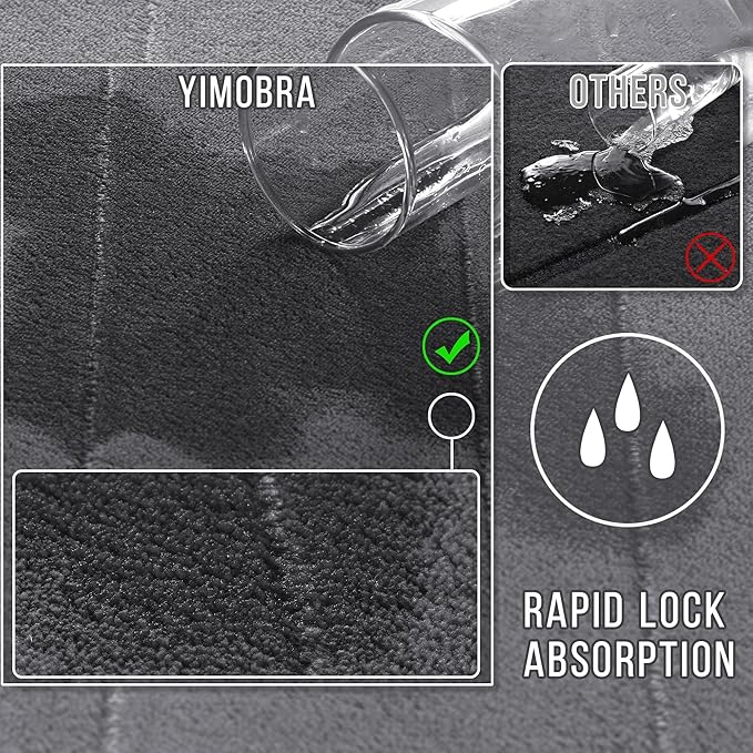 Yimobra Bathroom Runner Rugs 72"x24" Non Slip Washable Memory Foam Bath Mat, Super Soft Water Absorbent Hallway Carpet for Vanity Tub Shower, Dark Gray