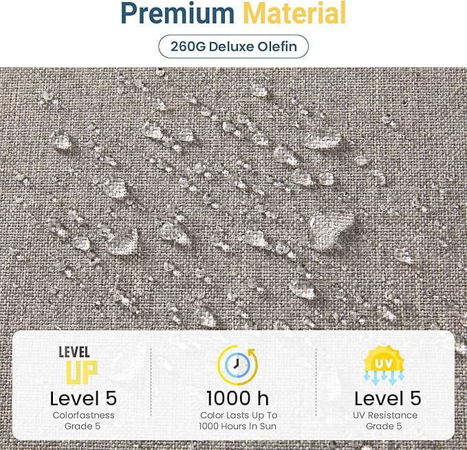 Wisteria Lane Patio Furniture Metal Sofa, Metal Outdoor Chairs with Upgraded Cushions, All-Weather Outdoor 3 Seats Sofa Couch for Balcony, Garden, Deck, Backyard, Khaki