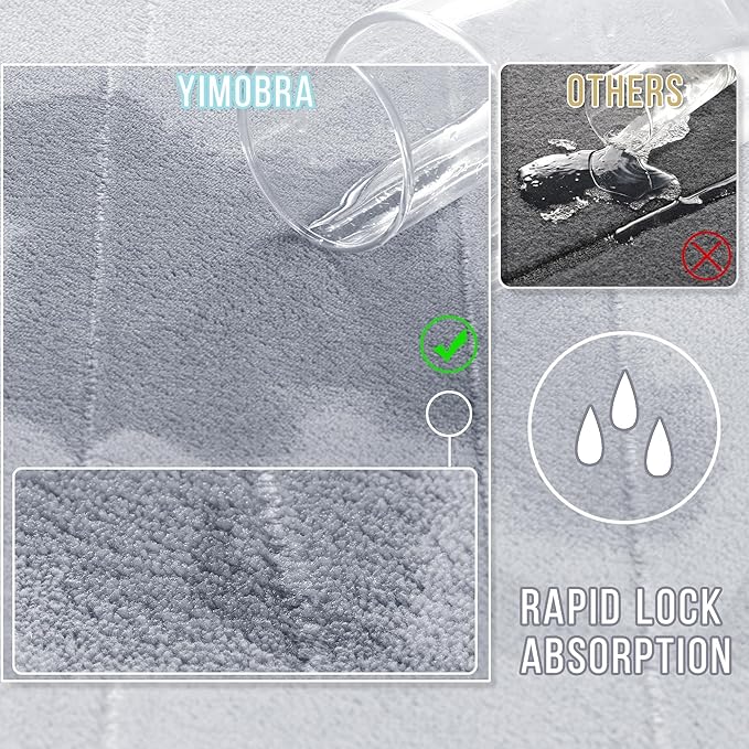 Yimobra Bathroom Runner 60"x24", Non Slip Memory Foam Bath Mat, Super Soft Water Absorbent Hallway Carpet, Machine Washable Rug for Vanity Tub Shower, Silver