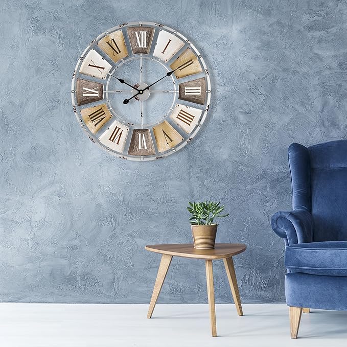 Sorbus Decorative Large 24-Inch Wall Clock for Living Room, Vintage Industrial Modern Rustic Farmhouse Style, Oversized Roman Numeral Clock, Modern Wall Clock, Ideal Room Décor