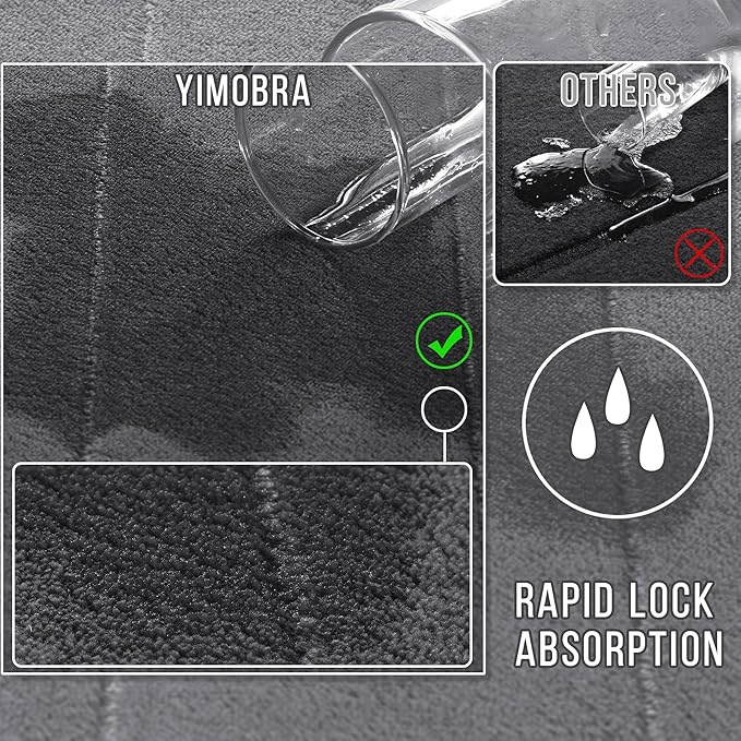 Yimobra Bathroom Runner 60"x24", Non Slip Memory Foam Bath Mat, Super Soft Water Absorbent Hallway Carpet, Machine Washable Rug for Vanity Tub Shower, Dark Gray
