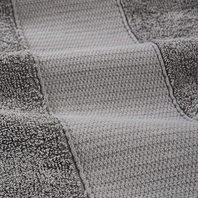 Modern Threads 6-Piece 100% Combed Cotton Yarn Dyed Cobblestone Jacquard Towel Set Flax