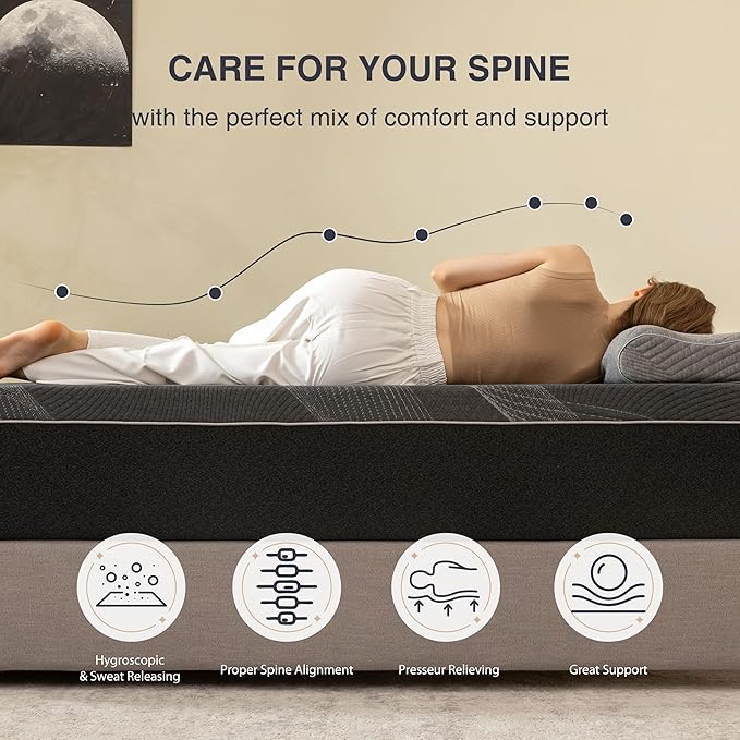 Twin Mattress 10 Inch Charcoal Gel Memory Foam Mattress in a Box, CertiPUR-US Certified, Fiberglass Free Cooling Mattress, Twin Size Mattress for Kids, 75" × 38" × 10", Medium