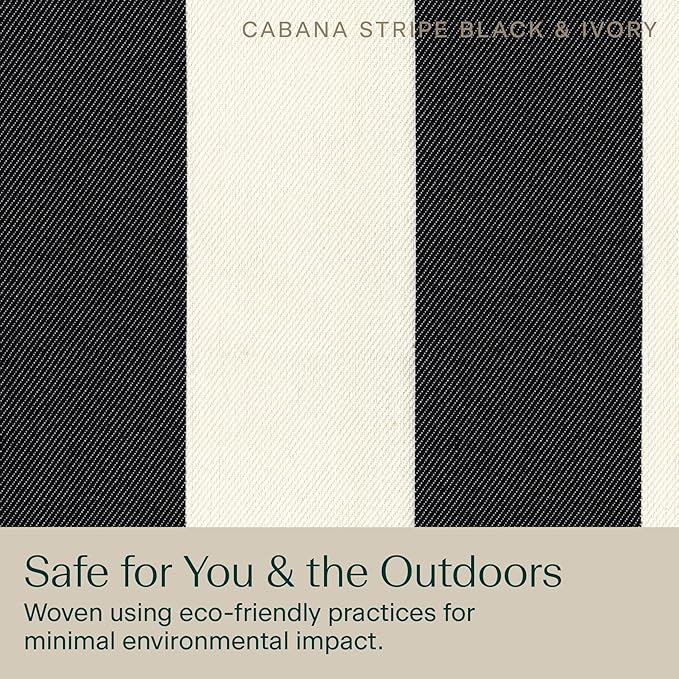 Honeycomb Outdoor Deep Seat, 24 x 23, Cabana Stripe Black & Ivory Chair Cushion for Patio Furniture