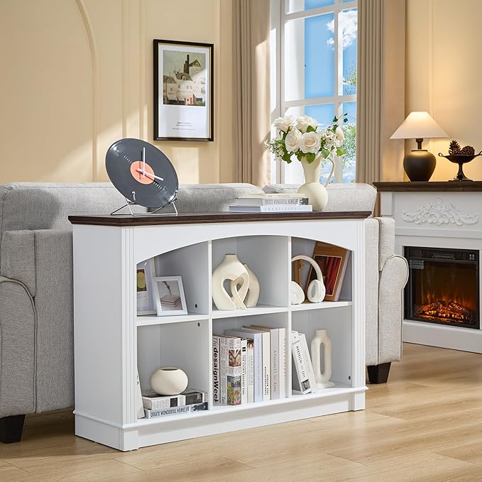 White Bookshelf, 6-Cube Bookcase and Kids Bookshelf, Wooden Storage Cabinet with Cube Organizer, Modern Book Shelf for Bedroom Furniture, Living Room, Office Storage, Toy Organizer, Display Cabinet