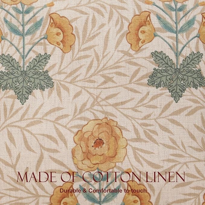 patdrea Designer Throw Pillow Covers for Couch 18"x18",Vintage French Linen Pillows Cover with Daisy Floral Pattern,Beige Soft Farmhouse Decorative Square Cushion for Bed,Outdoor,Set of 2