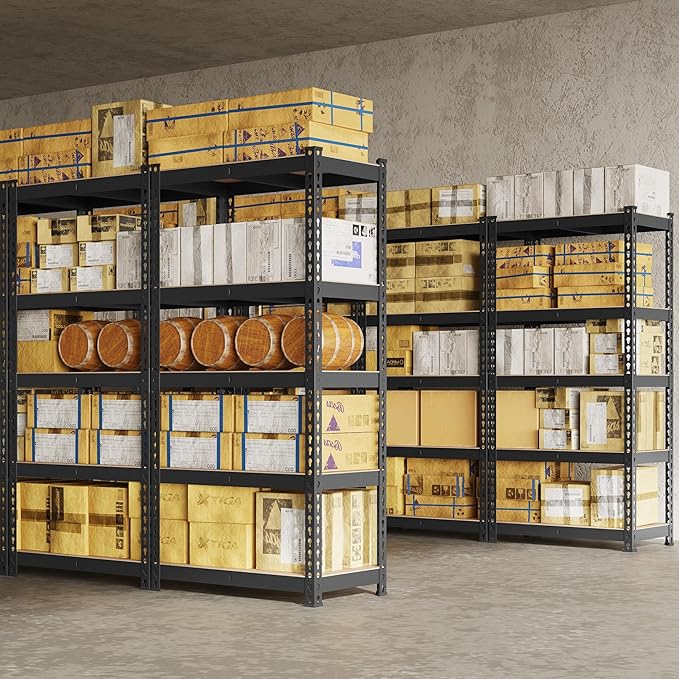 Yaheetech Storage Shelves 5 Tier Garage Shelving Heavy Duty Garage Shelves Adjustable Metal Shelving Unit Utility Rack Industrial Shelving for Warehouse Pantry Closet, 27.5" W x 12" D x 60" H, Black