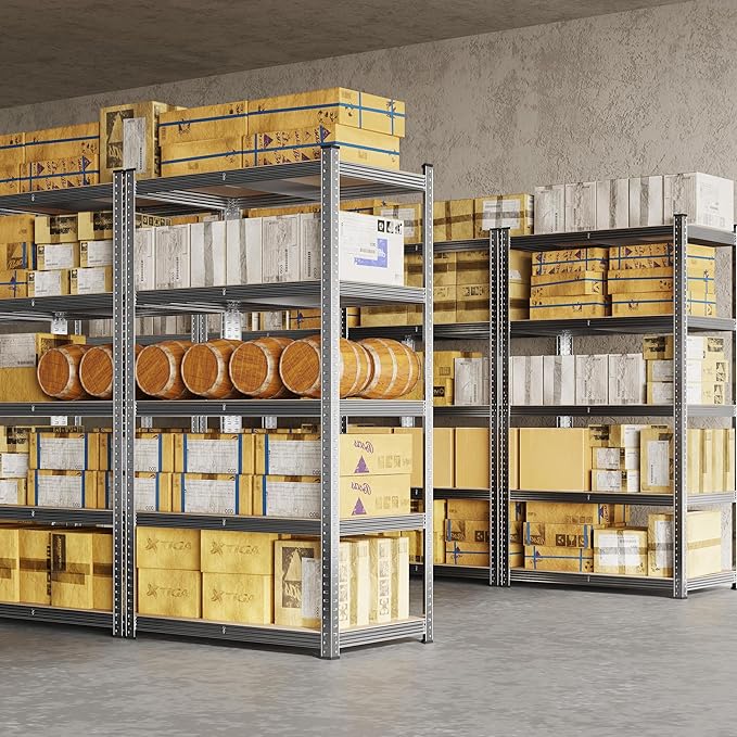 Yaheetech Standing Shelf Units, 5 Tier Storage Shelf, Heavy Duty Shelving, Adjustable Garage Shelves, Utility Rack Shelf Unit, Basement Warehouse Shed, 35.5" Wx 16" D x 71" H - Light Gray