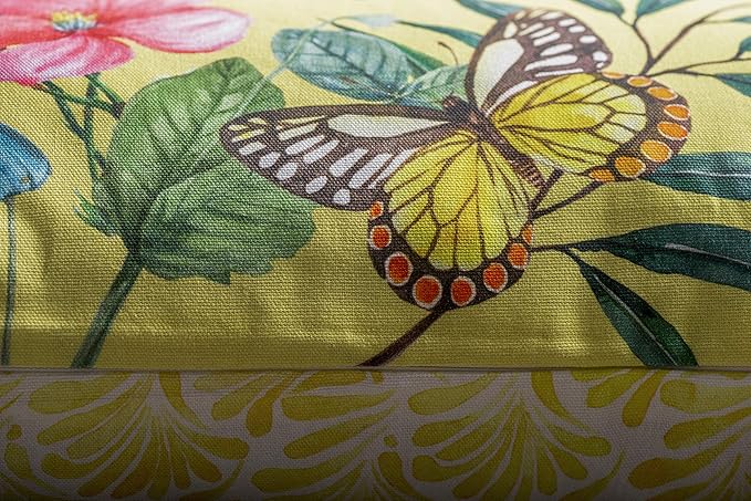 Maison d' Hermine Decorative Pillow Covers 18 x 18 Inch Square 100% Cotton Throw Pillow Covers with Invisible Zipper for Living Room Couch, Chair, Sofas, Bedroom, Home (Hesperides - Papillon)