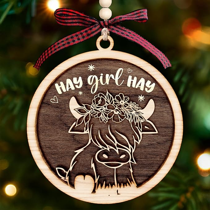 Highland Cow Ornament - Festive Cow Ornaments for Christmas Tree Decorations, Uniquely Designed Cow Ornaments for Christmas Tree, Charming Ornament Gift for Holiday