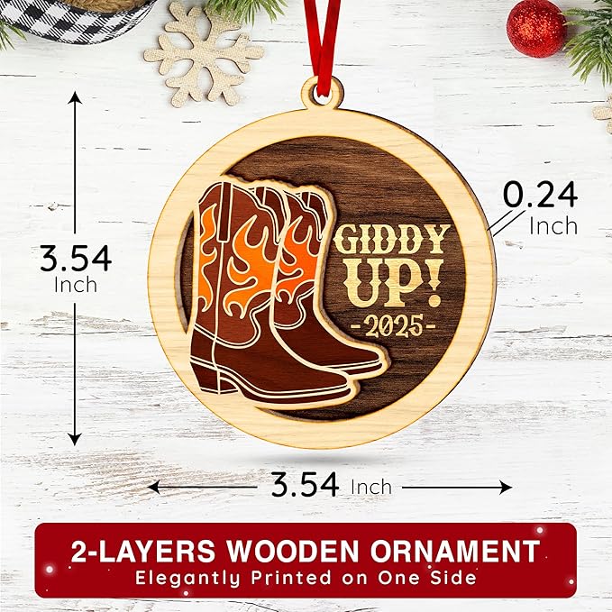 Cowboy Boot Ornament - Perfect for Cowboy Christmas Tree Decorations, Unique Themed Ornaments for Dad, Ideal Cowboys Ornament for Christmas, Collectible Cowboy Boot Ornaments for Tree.