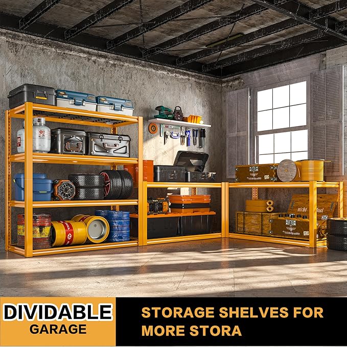 REIBII 40" W Garage Shelving 2240 LBS Storage Shelves Adjustable Heavy Duty Shelving 4 Tier Metal Shelves for Storage 59.5"H Metal Shelf for Pantry Basement Warehouse 40"W × 19.5"D × 59.5"H, 2 Pack