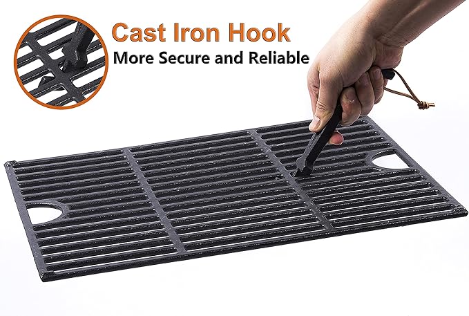 DELSbbq Cast Iron Barbecue Universal Grill Grid Lifter, 8 inch Long hot Surfaces handling Lifter Gripper for Most Charcoal Grills and Gas Grills