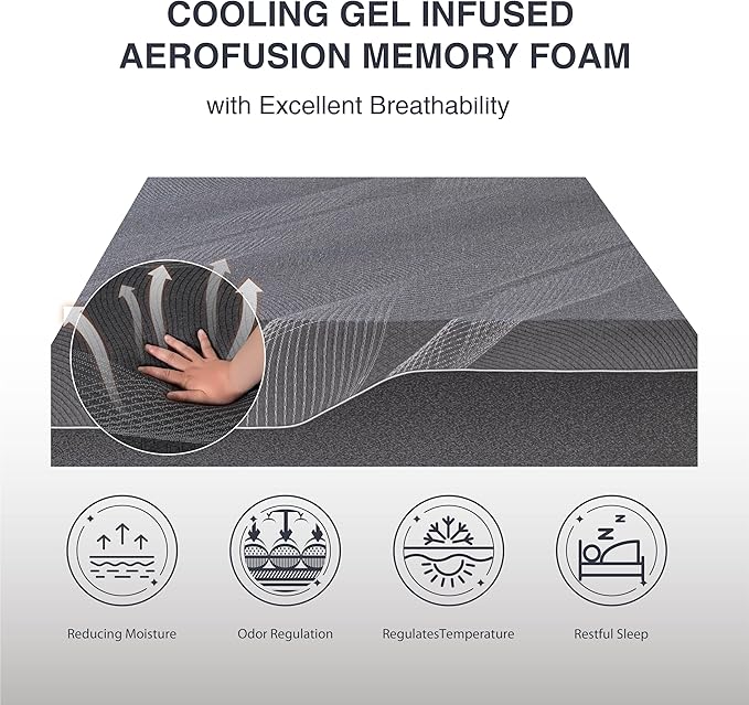 Twin Mattress 14 Inch Charcoal Memory Foam Mattress in a Box, CertiPUR-US Certified, Fiberglass Free Gel Mattress, Twin Size Mattress for Kids, 75" × 38" × 14", Medium