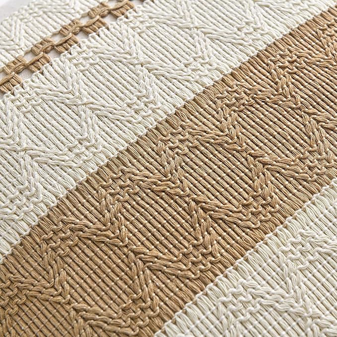 Fancy Homi Set of 2 Neutral Tan Lumbar Decorative Throw Pillow Cover 12x20 Inch for Couch Bed Sofa Chair, Modern Organic Farmhouse Boho Home Decor, Soft Cotton Cute Accent Taupe Rectangle Cushion Case