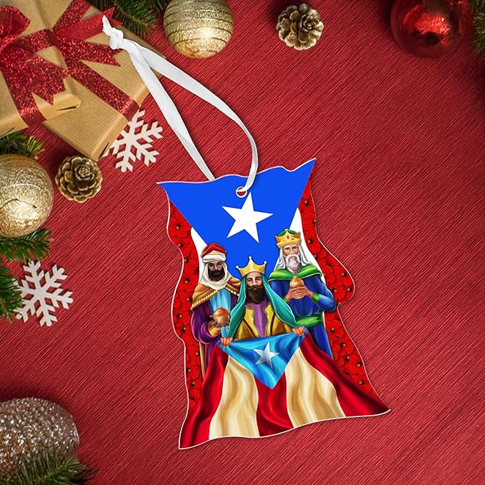 FLAGWIX Puerto Rico Christmas Ornament 2025 - Three Kings Day Acrylic Ornaments for Tree Decorations - Christmas Decorations for Home Indoor, Puerto Rico Gifts for Women Men Mom Dad, Friend Gift Ideas