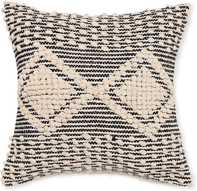 REDEARTH · Handmade Boho Throw Pillow Covers - Bohemian Chic Farmhouse Style - Accent Woven Indoor and Outdoor Cushion Cases for Couch - Bed - Chair - Sofa - Benches – Set of 2-18"x18" - Black