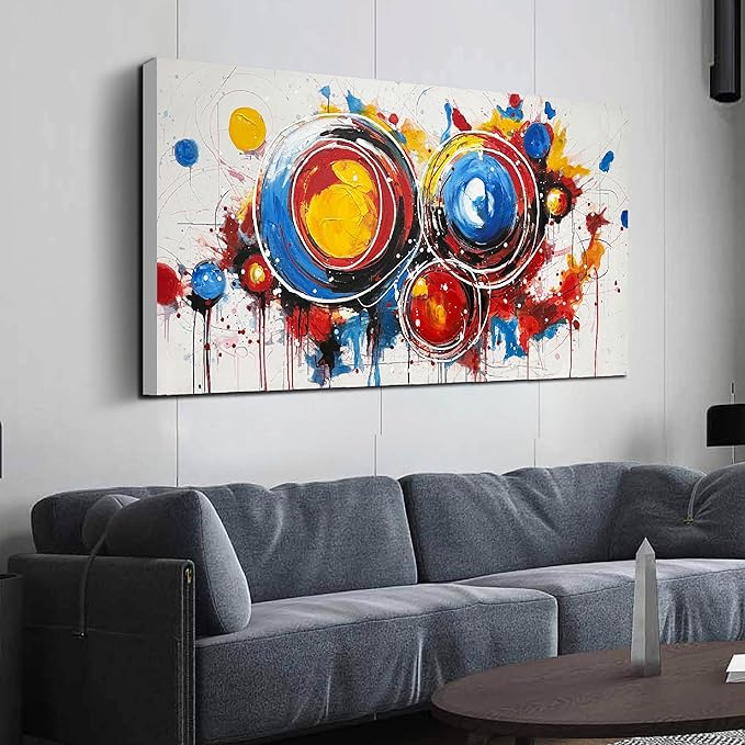 Colorful Artwork for Wall Paintings - Hand Painted Abstract Wall Art for Bedroom Home Office Decor Size 29" x 59"