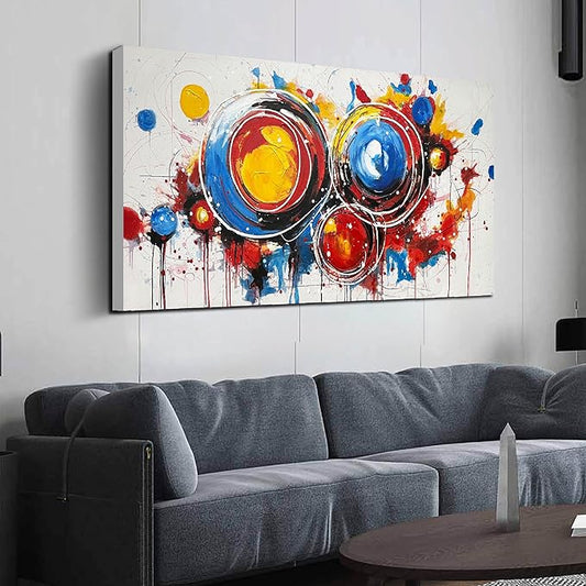 Colorful Artwork for Wall Paintings - Hand Painted Abstract Wall Art for Bedroom Home Office Decor Size 29" x 59"