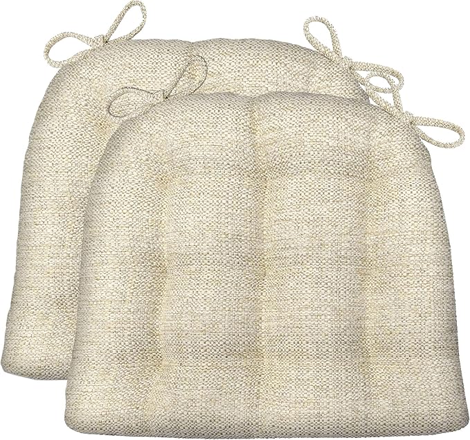 Barnett Home Decor Dining Chair Cushions, 16.5 x 18, Pack of 2 – Brisbane Natural Tweed – Performance Fabric, Latex Foam Fill
