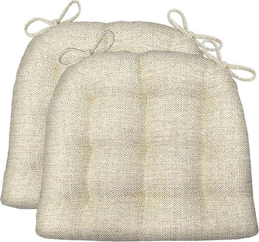 Barnett Home Decor Dining Chair Cushions, 16.5 x 18, Pack of 2 – Brisbane Natural Tweed – Performance Fabric, Latex Foam Fill
