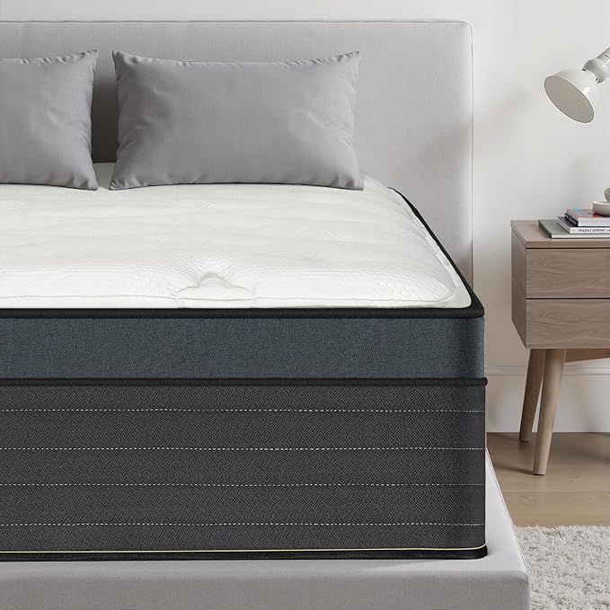 Queen Mattress,12 Inch Gel Memory Foam Hybrid Queen Size Mattresses in a Box, Medium Firm Feel Individual Pocket Springs Matress, Breathable Fabric, Strong Edge Support, Fiberglass Free