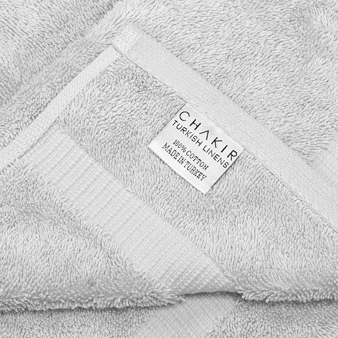 Chakir Turkish Linens 100% Cotton Premium Turkish Towels for Bathroom | 30'' x 60'' Large Bath Towels (4 Piece, Silver)