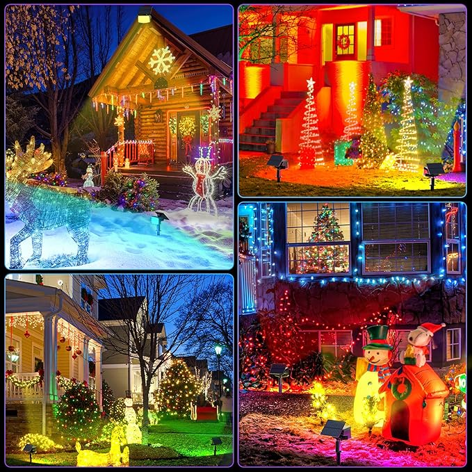 WELALO Solar Color Changing Spot Lights Outdoor, Waterproof Solar Christmas Lights with 9 Modes, Multicolor RGB Landscape Spotlights for Yard Driveway Patio Halloween Christmas Decorations, 2 Pack