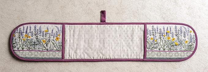 Maison d' Hermine Double Oven Mitts 100% Cotton 7"x35" Double Oven Mitt Heat Resistant BBQ Cooking Gloves with Loop, Baking, Grilling, Home, Kitchen, Handling Hot Pans Spring Summer (Fanny Lavender)