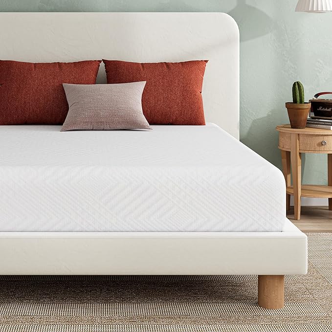 EGO 6 Inch Full Memory Foam Mattress - Green Tea & Cooling Gel, Medium Firm, CertiPUR-US Certified, Double Mattress, 54"x75", White