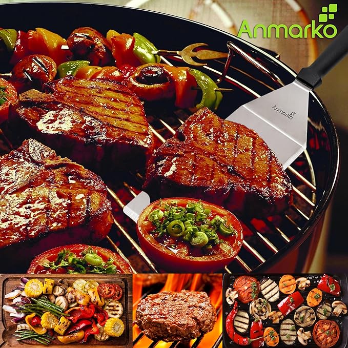 Big Metal Griddle Spatula - Grill spatula 4 x 8 in Large Burger Smasher Hamburger Turner Scraper - Pancake Flipper - Great for BBQ Grill and Flat Top Griddle - Commercial Grade