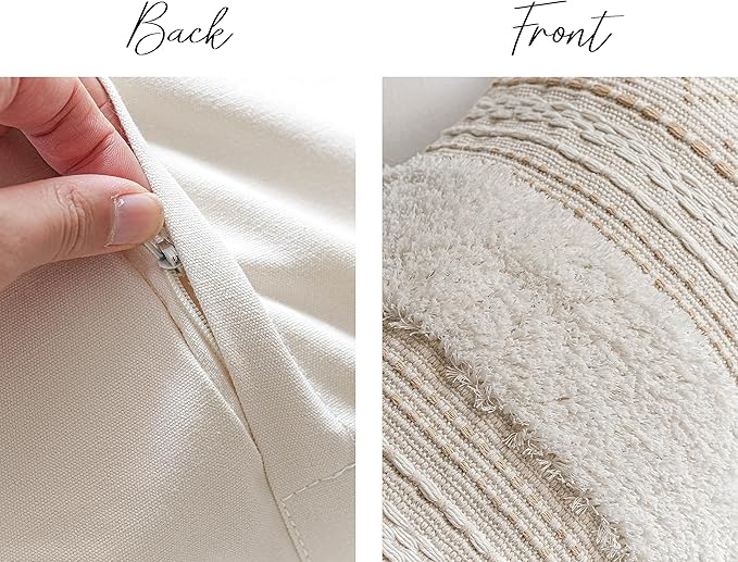 Large Body Pillow Cover for Bed 20x54 Boho Accent Oversized Long Pillowcase for Bedroom Neutral White Decorative Cushion Farmhouse Home Décor (Cover ONLY, Pack of 1)