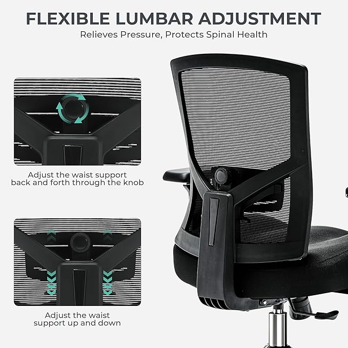 Big and Tall Office Chair 500lbs, Ergonomic Oversize Mesh Desk Chair, Heavy Duty High Back Computer Chair with Wide Thick Seat Cushion, Adjustable Lumbar Support, 4D Armrests