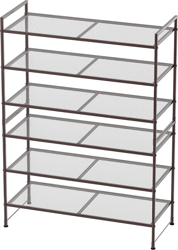 SIMPLE HOUSEWARE 3-Tier Stackable Mesh Shoe Rack, Bronze