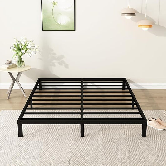 7 Inch King Bed Frame Heavy Duty Low Profile Metal Platform No Box Spring Needed Mattress Foundation, Easy to Assembly, Noise Free, Black